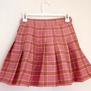 Pink Plaid Skirt